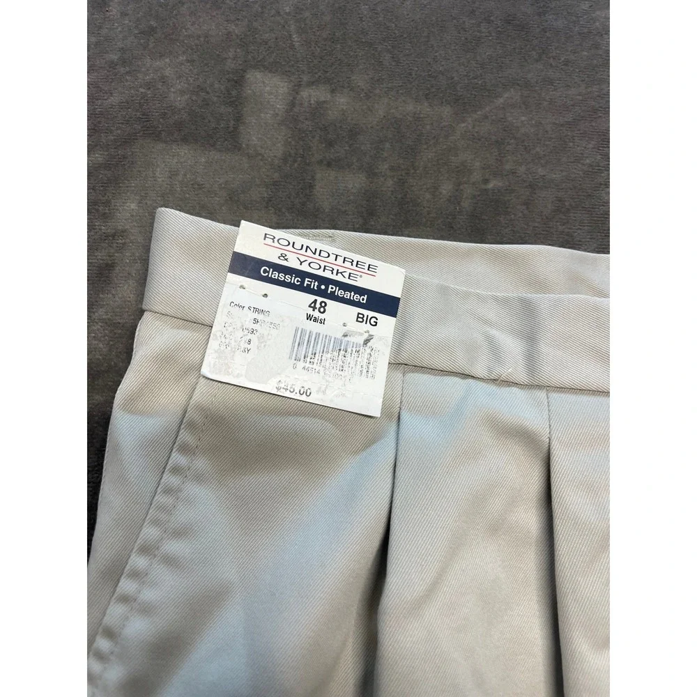 NWT Roundtree & Yorke Mens Classic Fit Pleated Shorts tan‎ Big & Tall Size 48